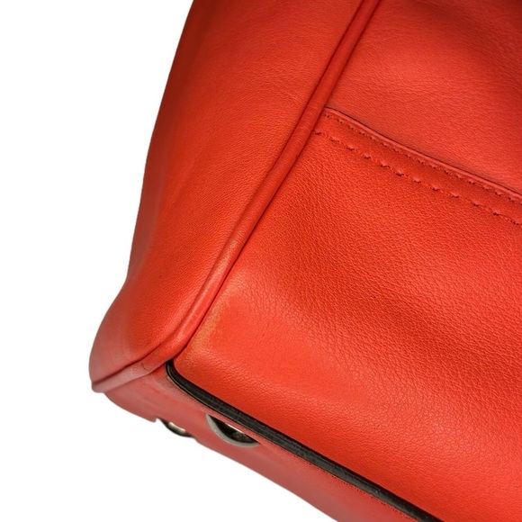 Coach Large Leather Tassel Tote-Coral - Picture 13 of 16